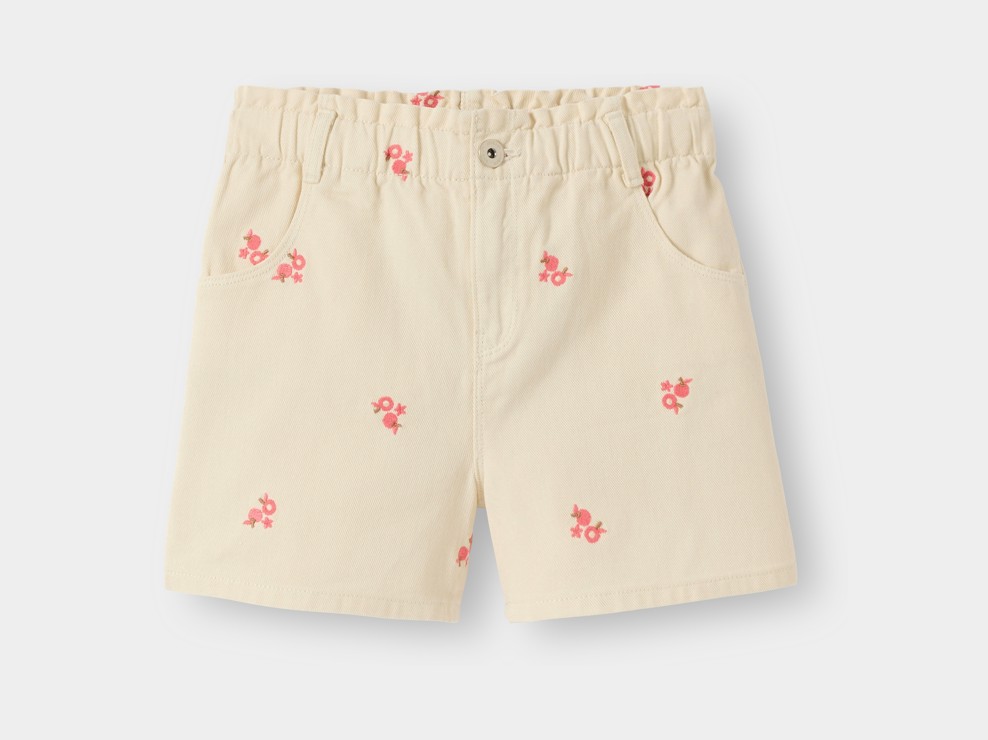Short denim brodé beige fille 2