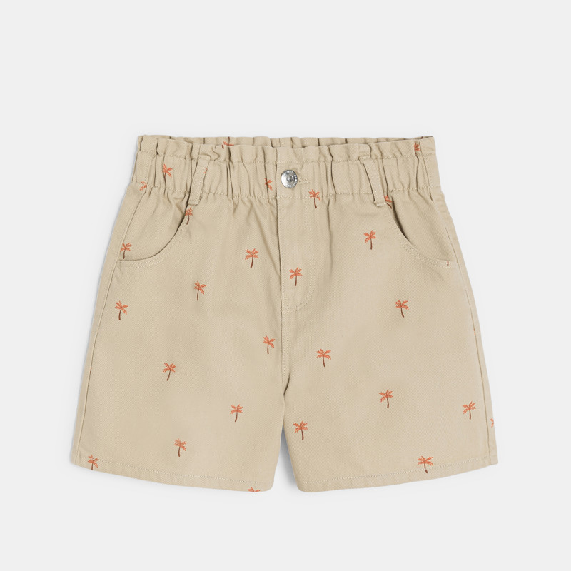Mom-Shorts aus Stoff mit Palmenmotiv für Mädchen