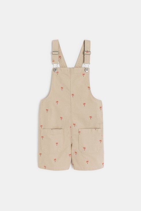 Shorts-Latzhose aus bedrucktem Stoff in Beige für Mädchen 2