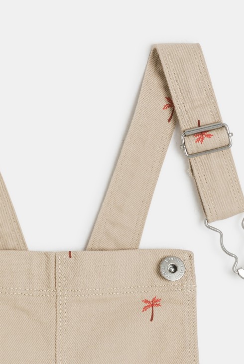 Salopette-short en toile imprimée beige Fille