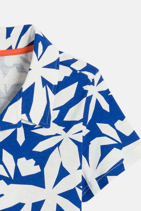 Blauer Kurzpyjama aus gemustertem Jersey für Jungen