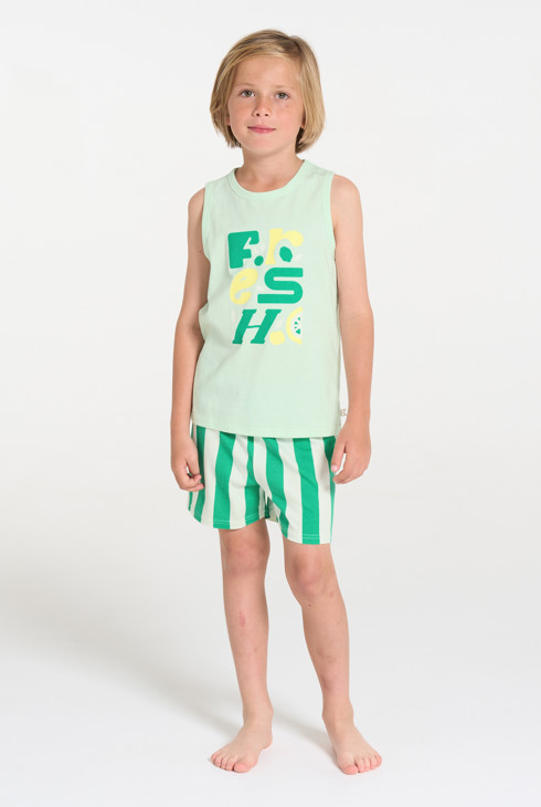 Grüner Kurzpyjama aus Jersey für Jungen 2