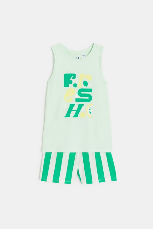 Grüner Kurzpyjama aus Jersey für Jungen 2