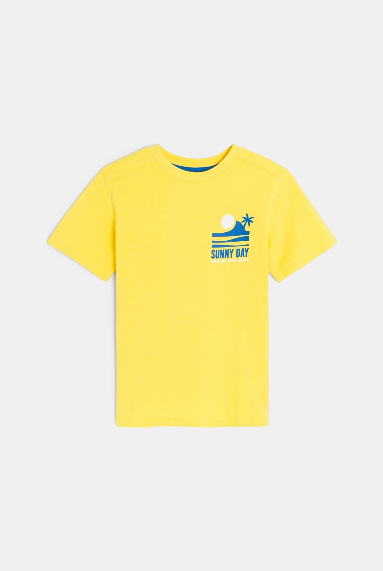 T-shirt manches courtes à message jaune Garçon 1