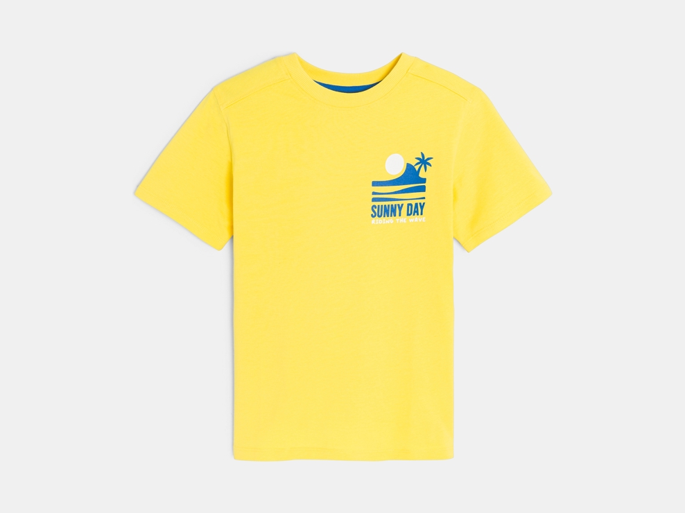 T-shirt manches courtes à message jaune Garçon 1