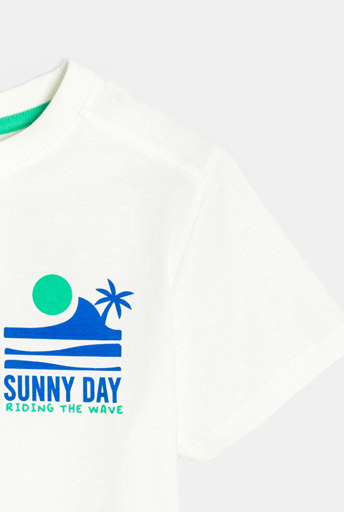 Weißes Kurzarm-T-Shirt mit Schriftzug für Jungen