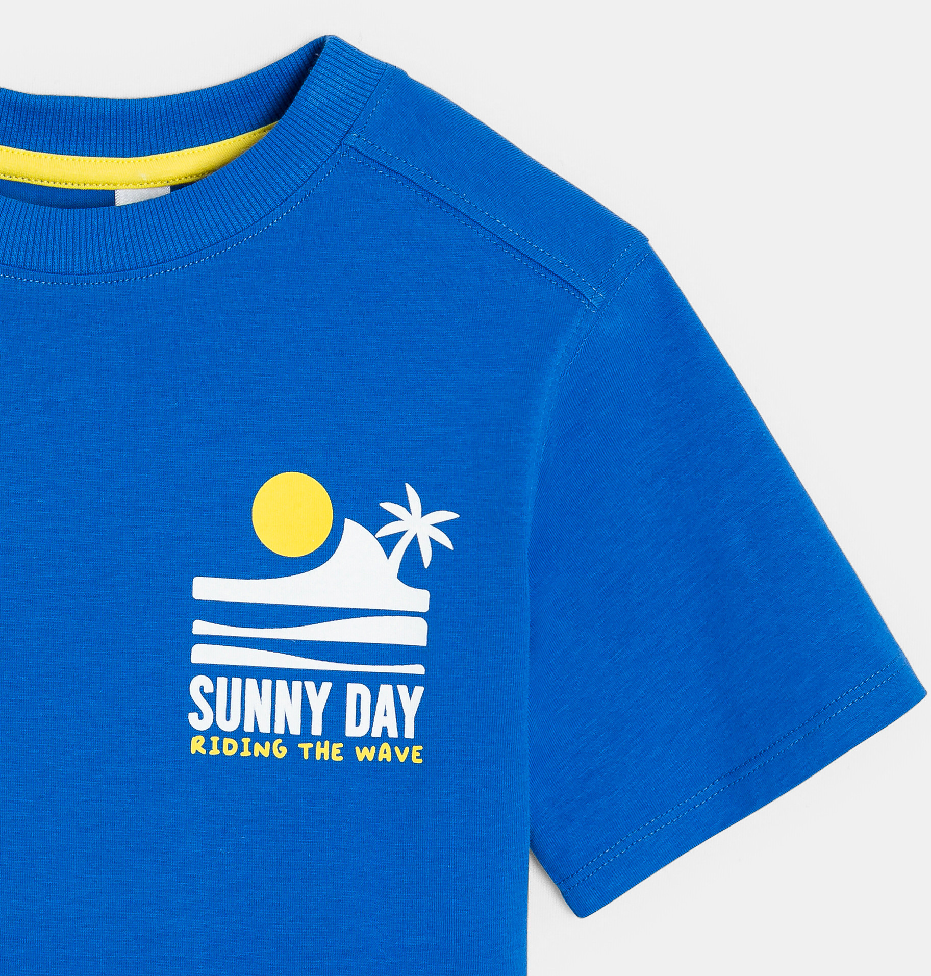 T-shirt manches courtes à message bleu Garçon