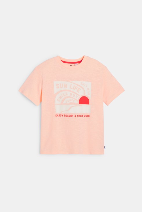 T-Shirt mit Schriftzug Hellorange Jungen 2