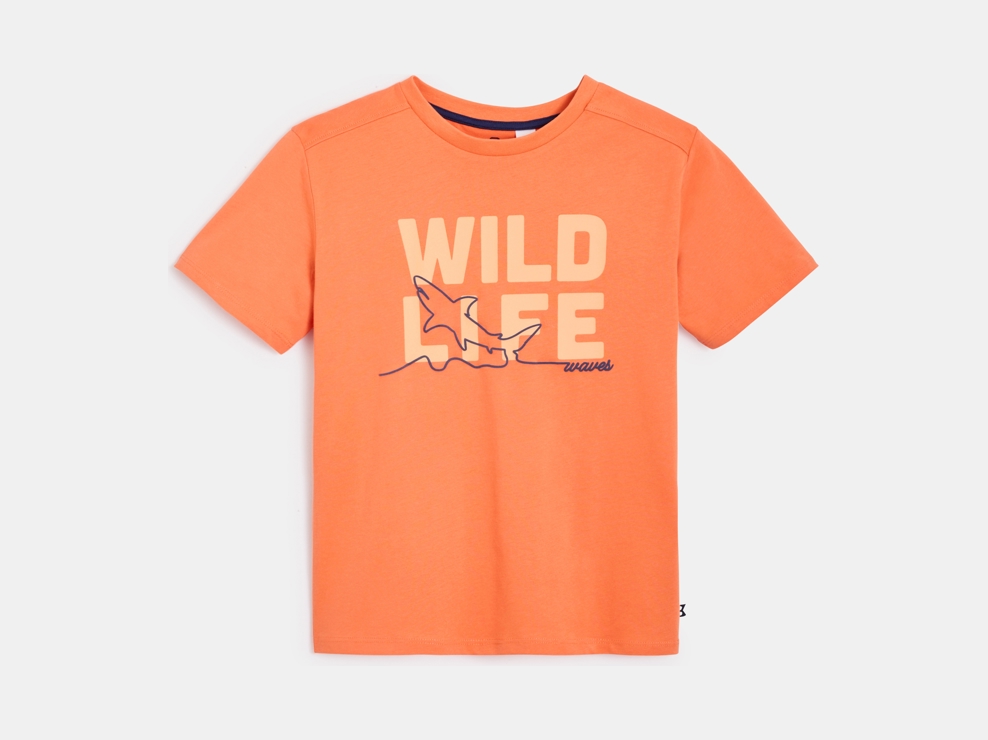T-shirt manches courtes à message orange Garçon 1