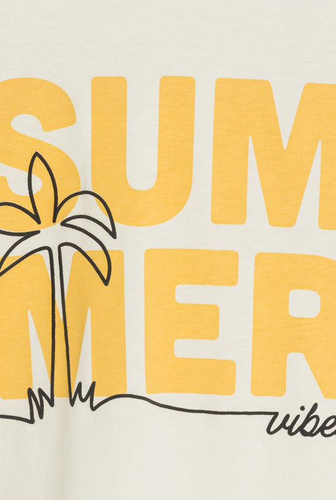 Beiges Kurzarm-T-Shirt mit Schriftzug für Jungen 2