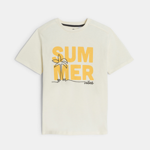 Boy's beige short-sleeve slogan T-shirt 1