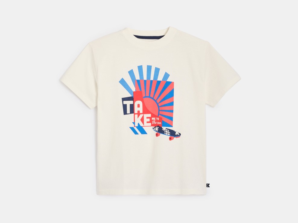 T-shirt manches courtes à message blanc Garçon 1