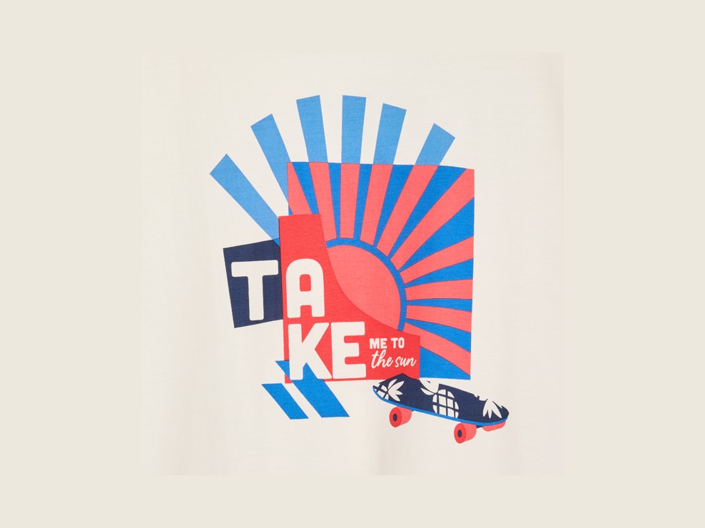 Weißes Kurzarm-T-Shirt mit Schriftzug für Jungen 2