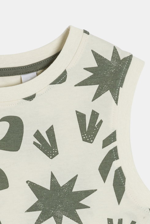 Ecrufarbenes bedrucktes Tanktop für Jungen