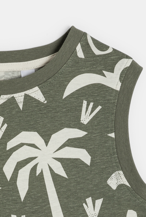 Khakifarbenes bedrucktes Tanktop für Jungen
