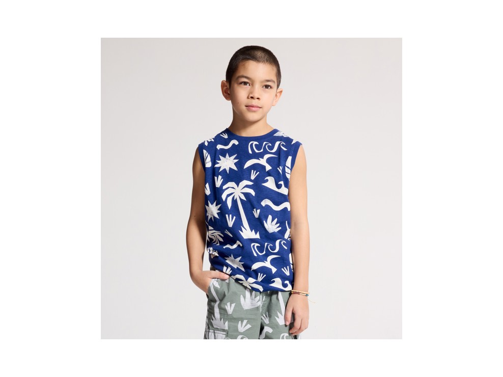 Canotta blu navy con stampa bambino 1