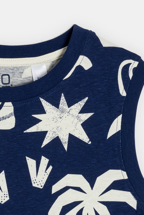 Marineblaues bedrucktes Tanktop für Jungen