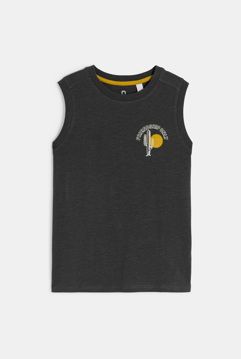 Anthrazitgraues Tanktop mit Aufschrift für Jungen 1