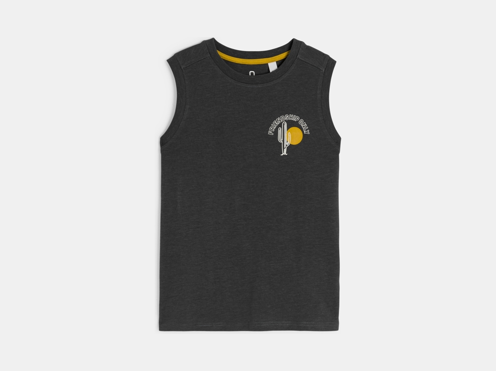 Anthrazitgraues Tanktop mit Aufschrift für Jungen 1