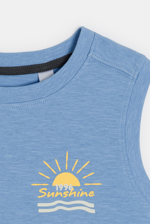 Himmerlblaues Tanktop mit Aufschrift für Jungen 2