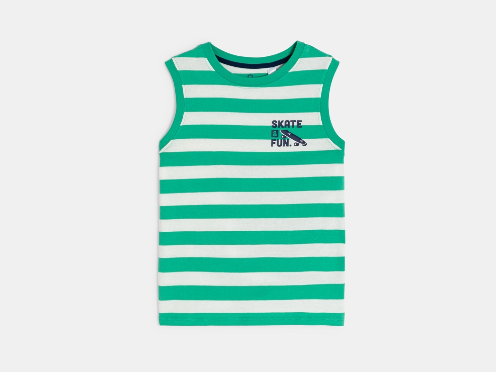 Camiseta de tirantes de rayas verde niño 1