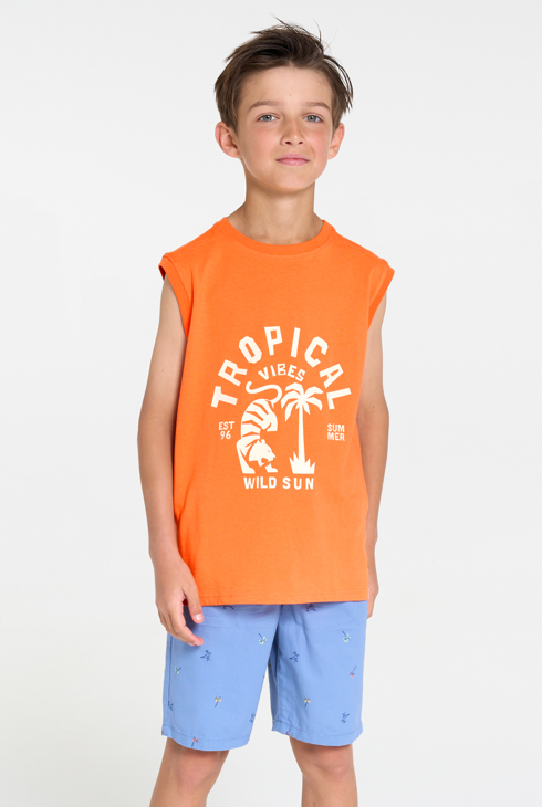 Camiseta de tirantes con motivo aislado blanca niño 1