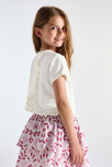 T-shirt manches courtes à fleurs blanc Fille 4