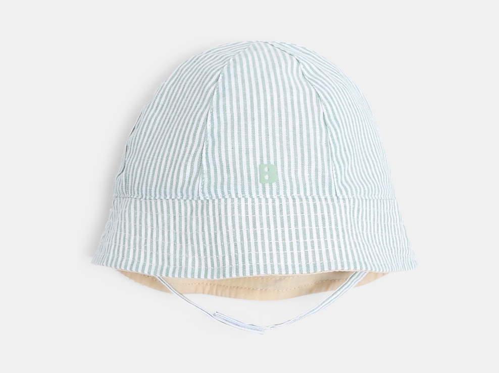 Chapeau de soleil forme bob rayé bleu bébé garçon 1