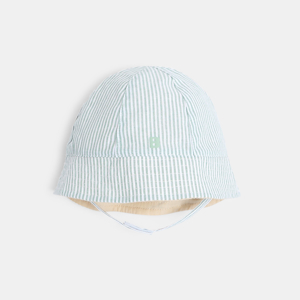 Chapeau de soleil forme bob rayé bleu bébé garçon 1