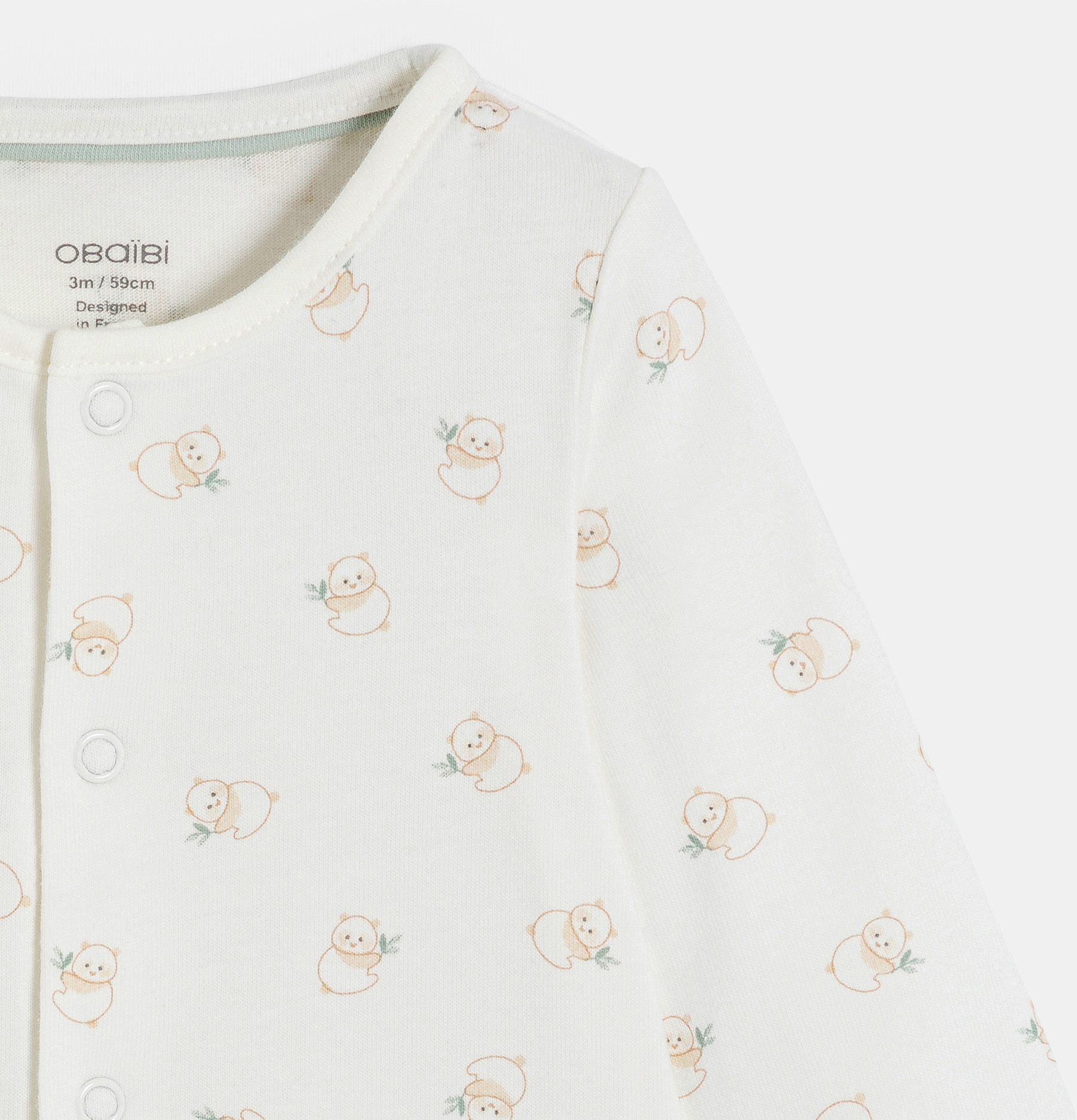 Baby boy's lightweight white jersey panda sleepsuit 2