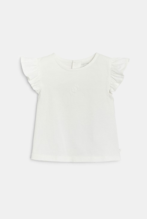 Ensemble jupe fleurie à bretelles et t-shirt blanc bébé fille