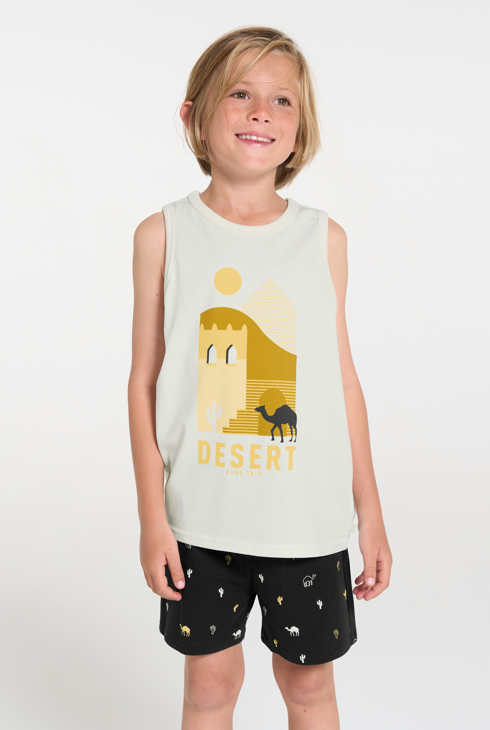 Pyjama d'été 2 pièces en jersey noir Garçon 1
