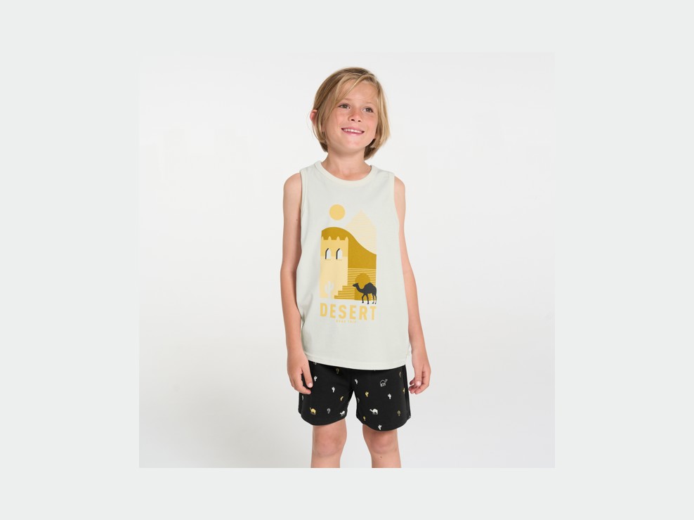 Zwarte tweedelige zomerpyjama van jersey voor jongens 1