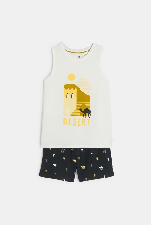 Schwarzer 2-teiliger Sommerpyjama aus Jersey für Jungen 2