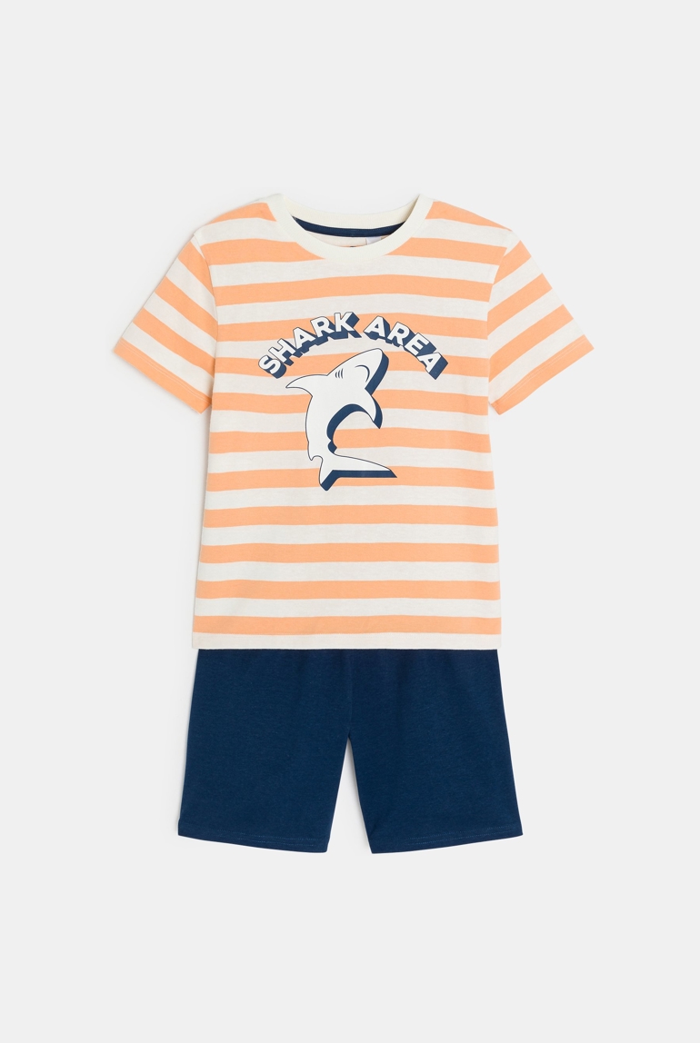 Pyjama d'été 2 pièces en jersey orange Garçon 1