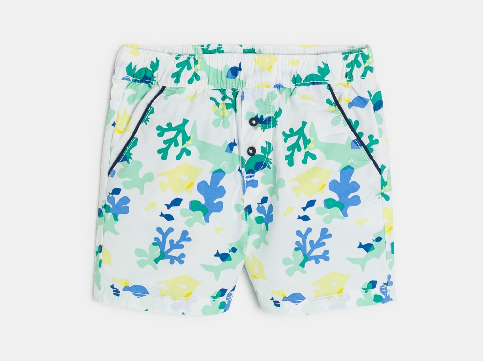 Short twill de coton imprimé blanc bébé garçon 1
