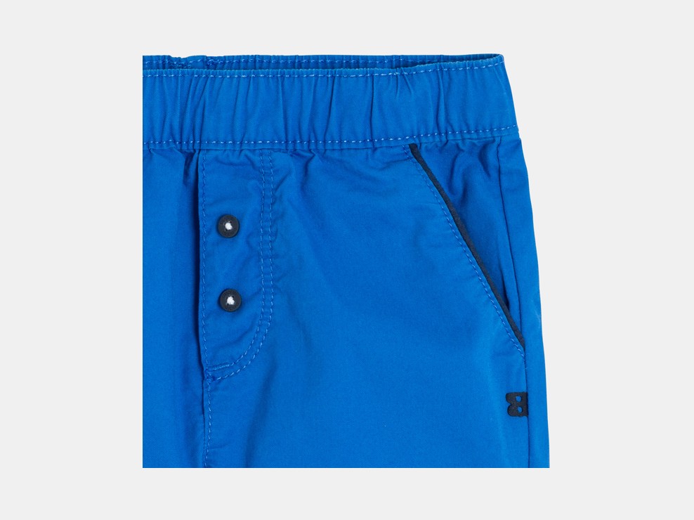Pantaloncini in twill di cotone blu neonato 2