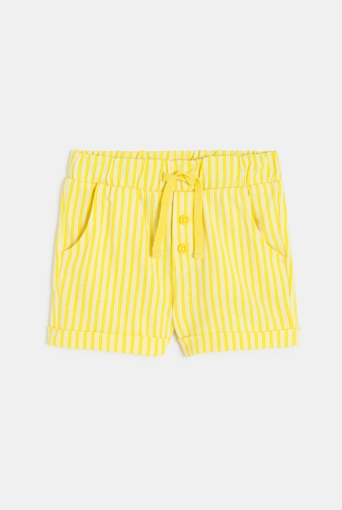 Pantaloncini in jersey di cotone gialli a righe neonato 1