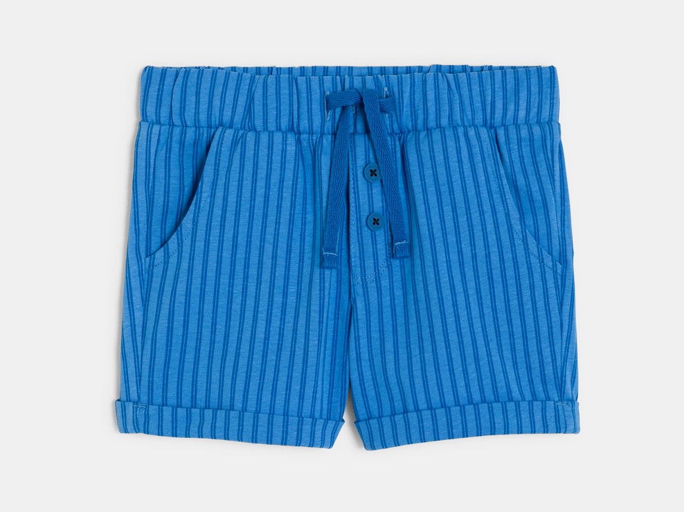 Gestreifte Shorts aus Baumwolljersey in Blau für kleine Jungen 1