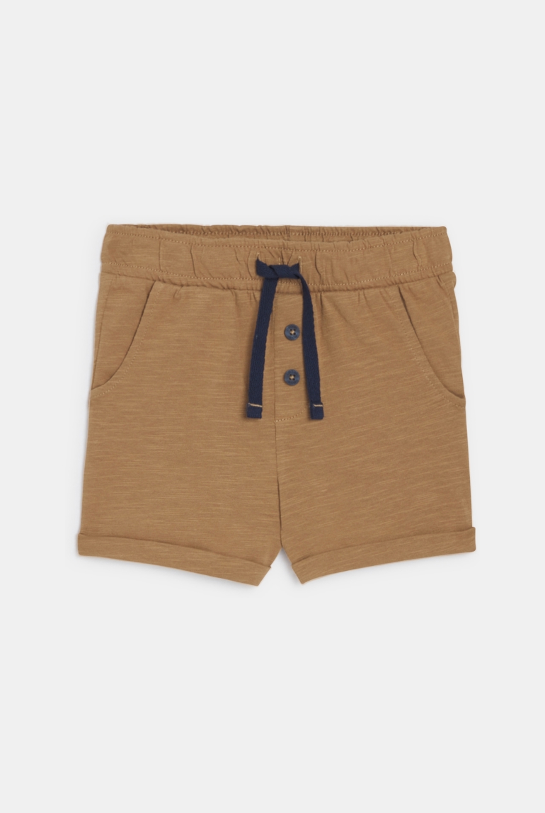 Short jersey de coton rayé marron bébé garçon 1