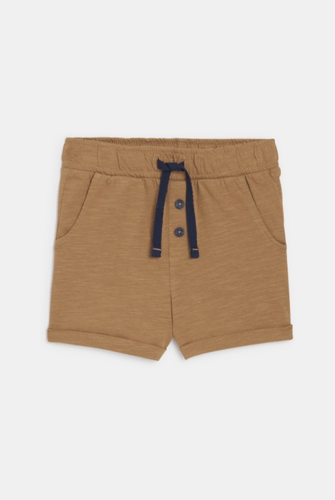 Short jersey de coton rayé marron bébé garçon
