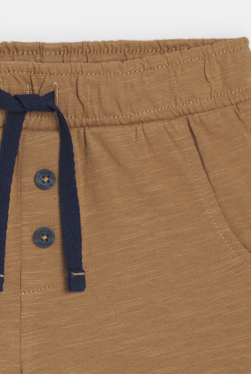 Short jersey de coton rayé marron bébé garçon