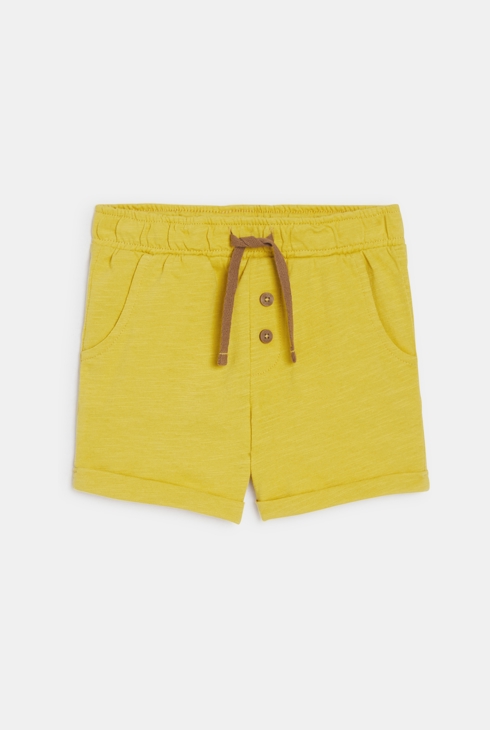 Short jersey de coton rayé jaune bébé garçon 1