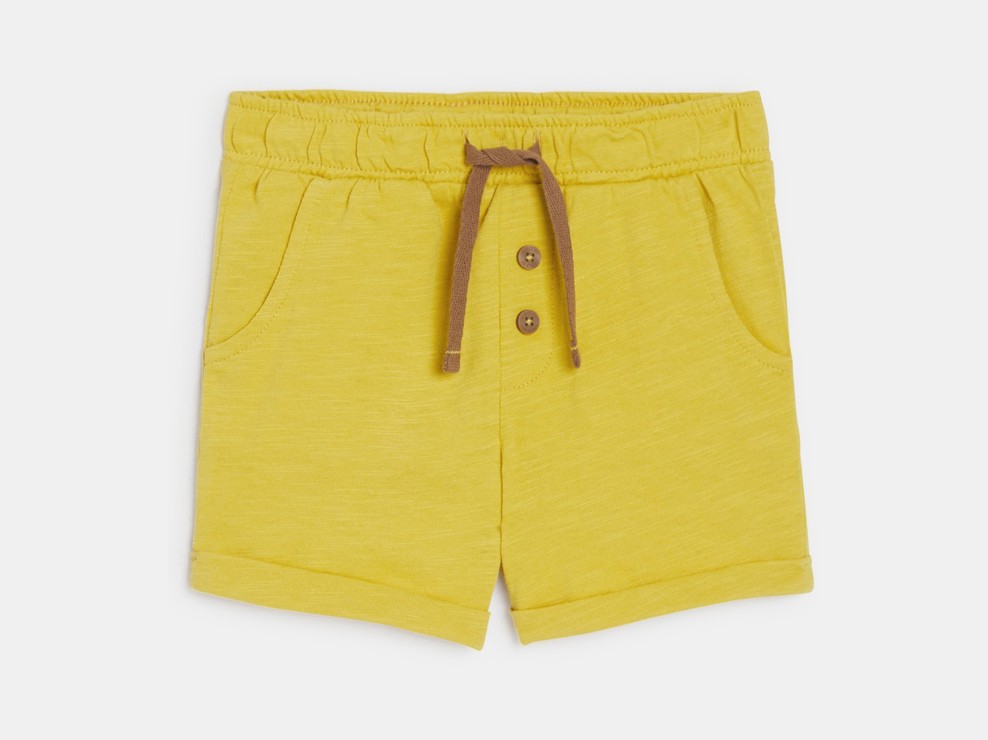 Short de punto jersey de algodón a rayas amarillo bebé niño 1