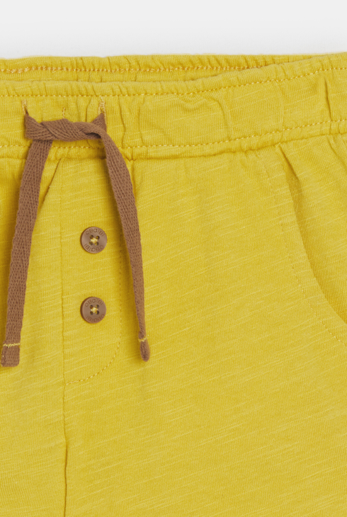 Shorts Baumwolljersey gestreift gelb Kleinkind Junge