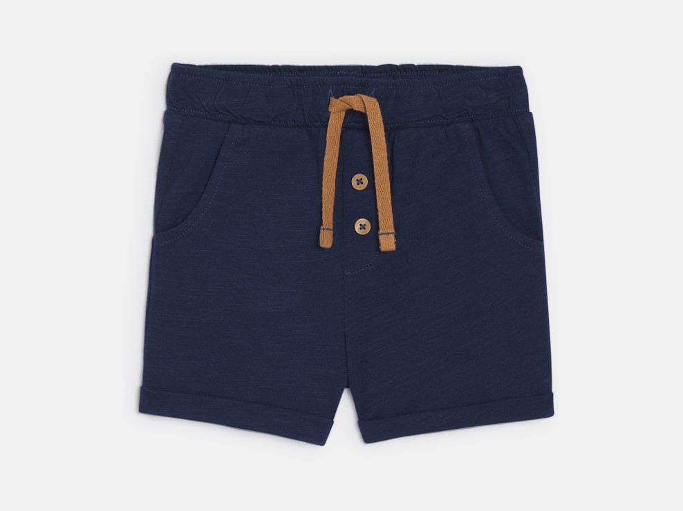 Short jersey de coton rayé bleu bébé garçon 1
