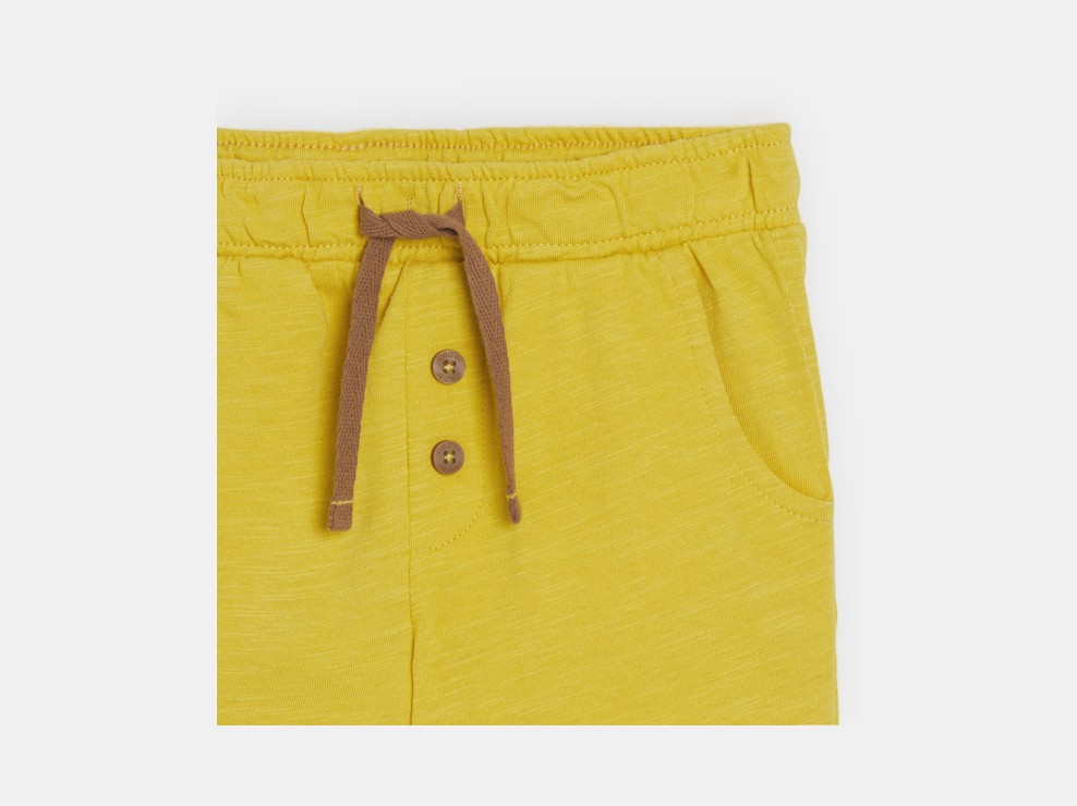 Short de punto jersey de algodón a rayas amarillo bebé niño 2