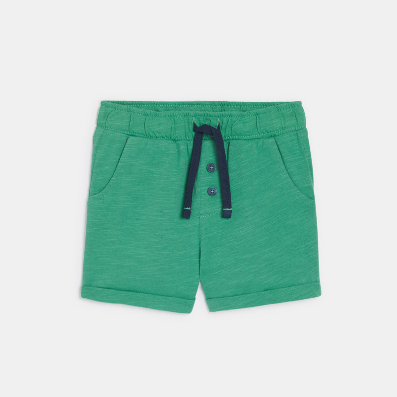 Shorts Baumwolljersey gestreift grün Kleinkind Junge