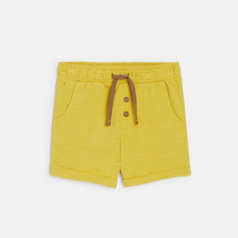 Shorts Baumwolljersey gestreift gelb Kleinkind Junge