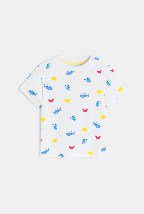 Salopette courte et tee-shirt jaune bébé garçon